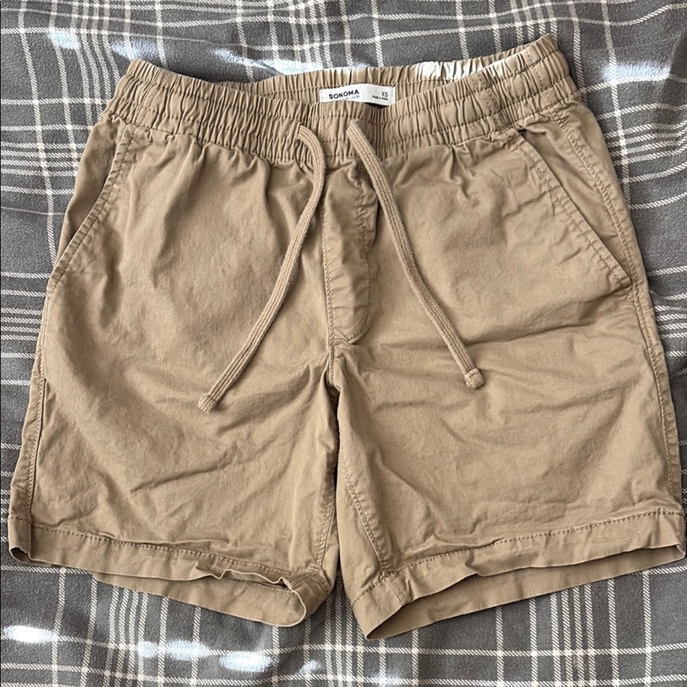 Sonoma Tan Flat Front Shorts Relaxed Fit
